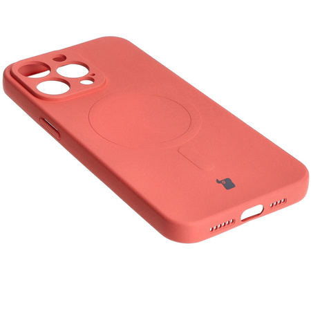 Etui silikonowe z pierścieniem magnetycznym Bizon Case Silicone Magnetic do iPhone 15 Pro Max, brudnoróżowe
