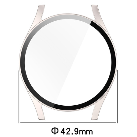 Etui ze szkłem do zegarka Bizon Case Watch Adamo do Galaxy Watch 7 40 mm, satynowo szampańskie