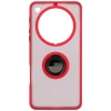 Etui z uchwytem na palec Bizon Case Hybrid Ring do Oppo Find X8 Pro, przydymione z czerwoną ramką