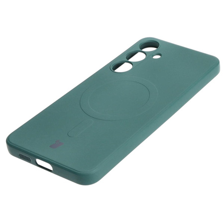 Etui Bizon Case Silicone Magnetic Sq do Galaxy S24 Plus, ciemnozielone