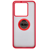 Etui z uchwytem na palec Bizon Case Hybrid Ring do Xiaomi 13T Pro / 13T, przydymione z czerwoną ramką