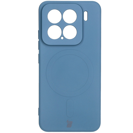 Silikonowe etui z pierścieniem magnetycznym Bizon Case Silicone Magnetic Sq do Xiaomi 15, granatowe