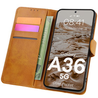 Etui z klapką Bizon Case Pocket do Galaxy A36 5G, brązowe