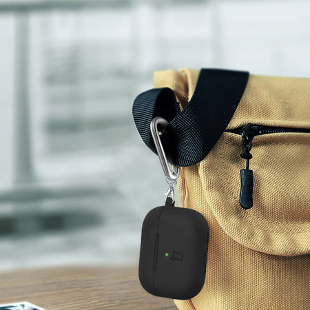 Silikonowe etui z karabińczykiem Bizon Case Headphone Silicone do AirPods 4, czarne