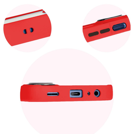 Etui z uchwytem na palec Bizon Case Hybrid Ring do Galaxy M15 5G, przydymione z czerwoną ramką