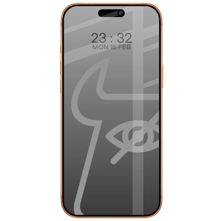 Prywatyzujące szkło hartowane Bizon Glass Edge Shadow do iPhone 17 Pro Max, przyciemniane z czarną ramką