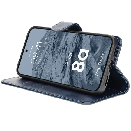 Etui z klapką Bizon Case Pocket do Google Pixel 8a, granatowe