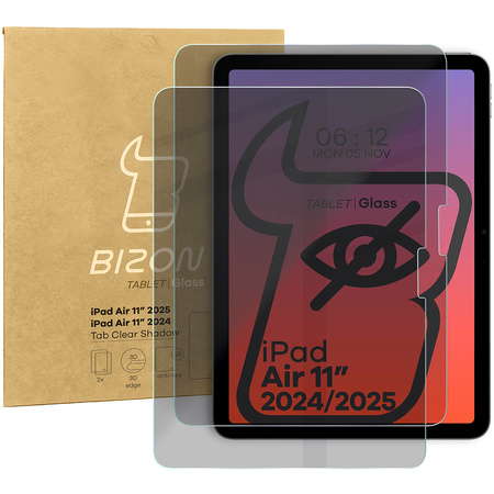 Prywatyzujące szkło hartowane Bizon Glass Tab Clear Shadow Duo do iPad Air 11" 7 / 6 gen. 2025 / 2024, 2 sztuki