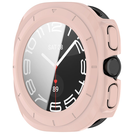 Etui ze szkłem do zegarka Bizon Case+Glass Watch do Galaxy Watch Ultra 47 mm, różowe