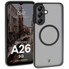 Etui z pierścieniem magnetycznym Bizon Case MatteO do Galaxy A26 5G, półprzezroczyste z czarną ramką