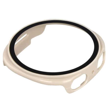 Etui ze szkłem do zegarka Bizon Case Watch Adamo do Samsung Galaxy Watch 8 40 mm, beżowe