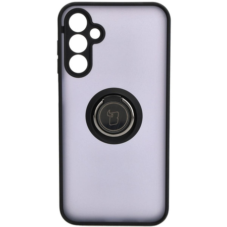 Etui z uchwytem na palec Bizon Case Hybrid Ring do Galaxy A15 5G/4G, przydymione z czarną ramką