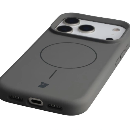 Silikonowe etui z pierścieniem magnetycznym Bizon Soft Case Magnetic do iPhone 17 Pro, grafitowe