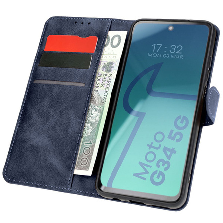 Etui z klapką Bizon Case Pocket do Motorola Moto G34 5G, granatowe