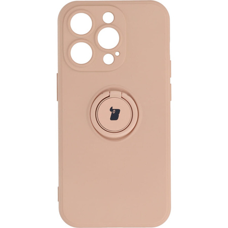 Etui Bizon Case Silicone Ring Sq do iPhone 14 Pro, jasnoróżowe