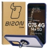 Etui z uchwytem na palec Bizon Case Hybrid Ring do Realme C75 4G / 14x 5G, przydymione z granatową ramką