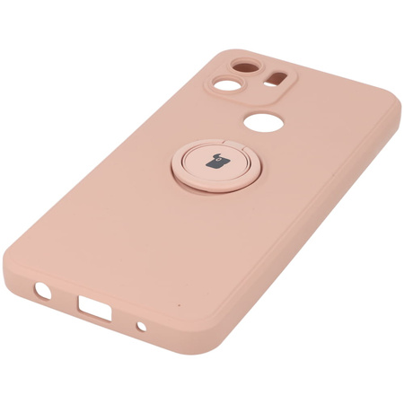 Etui Bizon Case Silicone Ring do Redmi A1, jasnoróżowe