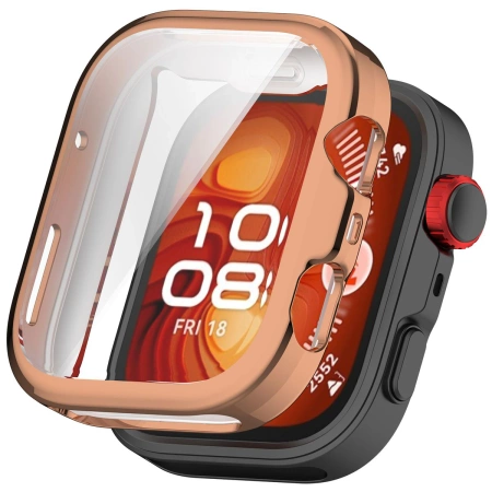 Etui z osłoną ekranu Bizon Case Watch Felipe do Huawei Watch Fit 4, różowozłote
