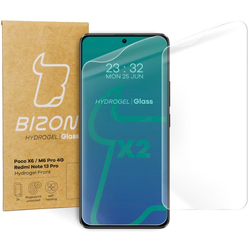 Folia hydrożelowa na ekran Bizon Glass Hydrogel Front do  Xiaomi Poco X6 / Poco M6 Pro 4G / Redmi Note 13 5G / Redmi Note 13 Pro 4G/5G, 2 sztuki