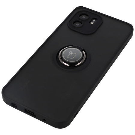 Etui z uchwytem na palec Bizon Case Hybrid Ring do Xiaomi Redmi A1, przydymione z czarną ramką