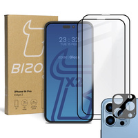 2x Szkło + szybka na aparat Bizon Edge 2 Pack do iPhone 14 Pro