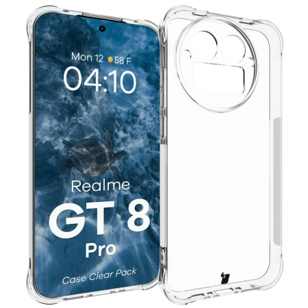 Elastyczne etui + 2x folia na ekran Bizon Case Clear Pack do Realme GT 8 Pro