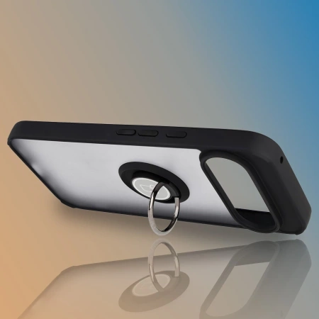 Etui z uchwytem na palec Bizon Case Hybrid Ring do Google Pixel 10 Pro XL, przydymione z czarną ramką