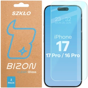 Szkło hartowane Bizon Glass Clear Duo do iPhone 17 / 17 Pro / 16 Pro, 2 sztuki
