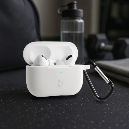 Silikonowe etui z karabińczykiem Bizon Case Headphone Silicone do AirPods Pro 2, białe