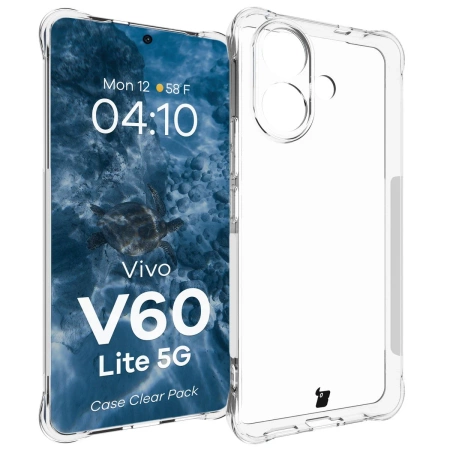 Elastyczne etui + 2x folia na ekran Bizon Case Clear Pack do Vivo V60 Lite 5G
