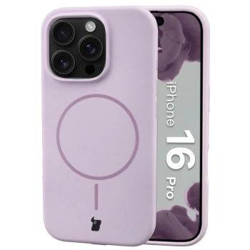 Silikonowe etui z pierścieniem magnetycznym Bizon Soft Case Magnetic do iPhone 16 Pro, jasnofioletowe