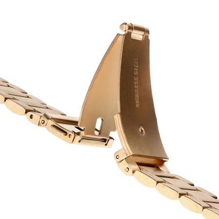 Pasek ze stali nierdzewnej Bizon Strap Watch Aura do Galaxy Watch FE/7/6/6 Classic/5/5 Pro/4/4 Classic, różowozłoty