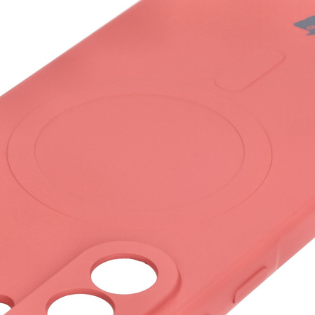 Silikonowe etui z pierścieniem magnetycznym Bizon Case Silicone Magnetic Sq do Galaxy A36 5G, brudnoróżowe