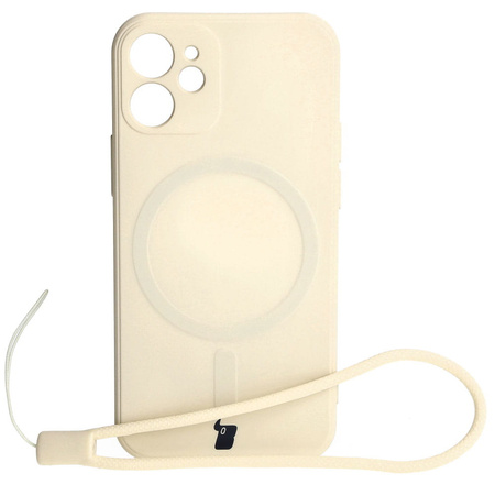 Etui Bizon Case Silicone Magnetic Sq do Apple iPhone 12 Mini, beżowe