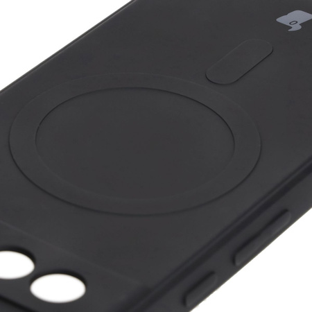 Silikonowe etui z pierścieniem magnetycznym Bizon Case Silicone Magnetic Sq do Google Pixel 8a, czarne