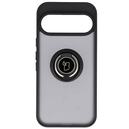 Etui z uchwytem na palec Bizon Case Hybrid Ring do Google Pixel 10 / 10 Pro, przydymione z czarną ramką