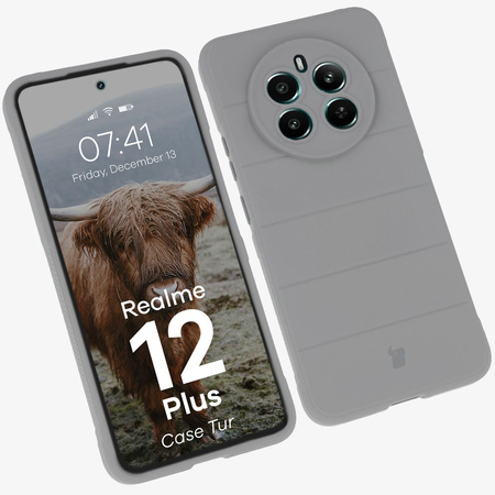 Pancerne etui Bizon Case Tur do Realme 12+, jasnoszare