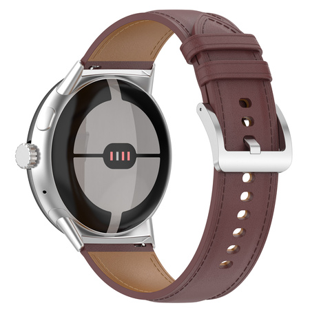 Skórzany pasek Bizon Strap Watch Casual 41 mm do Pixel Watch 3/Watch 2/Watch 1, ciemnobrązowy
