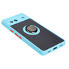 Etui z uchwytem na palec Bizon Case Hybrid Ring do Google Pixel 7A, przydymione z jasnoniebieską ramką