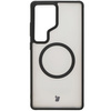 Etui z pierścieniem magnetycznym Bizon Case MatteO do Galaxy S25 Ultra, półprzezroczyste z czarną ramką