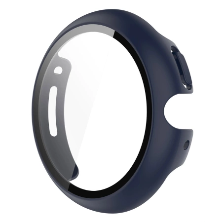 Etui ze szkłem do zegarka Bizon Case Watch Adamo do Google Pixel Watch 4 41 mm, matowe granatowe