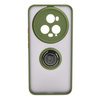 Etui z uchwytem na palec Bizon Case Hybrid Ring do Honor Magic5 Pro, przydymione z zieloną ramką