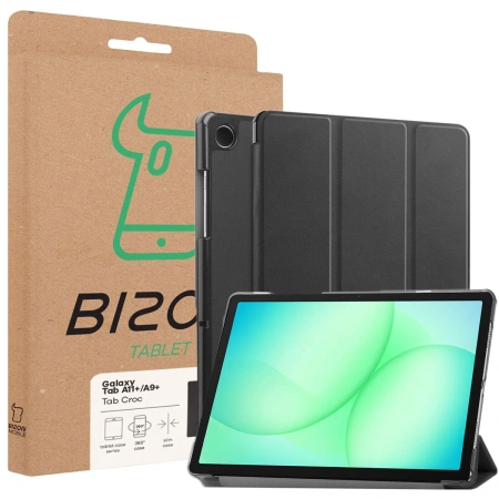 Etui z klapką Bizon Case Tab Croc do Galaxy Tab A11 Plus / A9 Plus, czarne