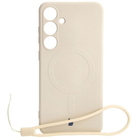 Etui Bizon Case Silicone Magnetic Sq do Galaxy S24 Plus, beżowe