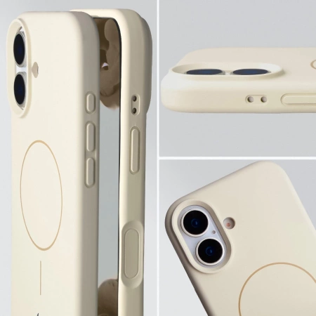 Silikonowe etui z pierścieniem magnetycznym Bizon Soft Case Magnetic do iPhone 17, écru