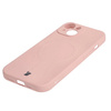 Etui silikonowe z pierścieniem magnetycznym Bizon Case Silicone Magnetic do iPhone 15, jasnoróżowe