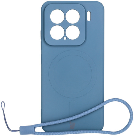 Silikonowe etui z pierścieniem magnetycznym Bizon Case Silicone Magnetic Sq do Xiaomi 15, granatowe