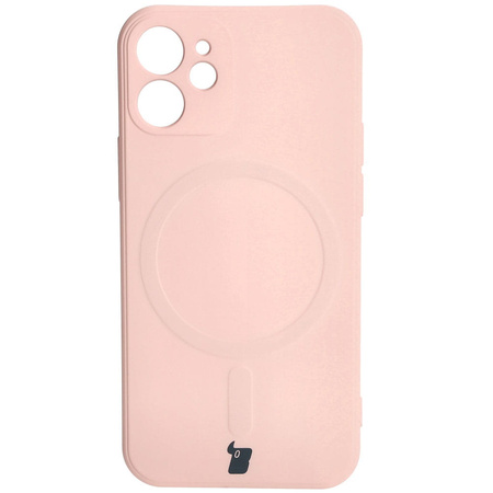 Etui Bizon Case Silicone Magnetic Sq do iPhone 12 Mini, jasnoróżowe