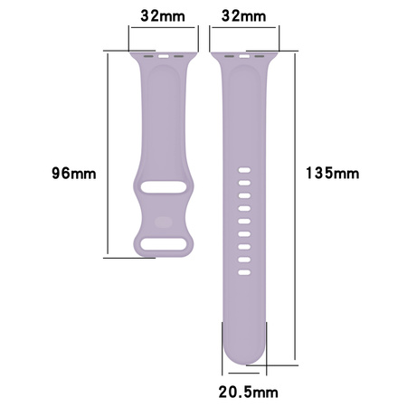 Pasek Bizon Strap Watch Silicone S do Apple Watch 38/40/41/42 mm, jasnofioletowy