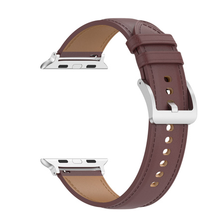 Skórzany pasek Bizon Strap Watch Casual do Apple Watch 44/45/46/49 mm, ciemnobrązowy